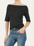 T-shirt manica 3/4 taglio vivo - Nero