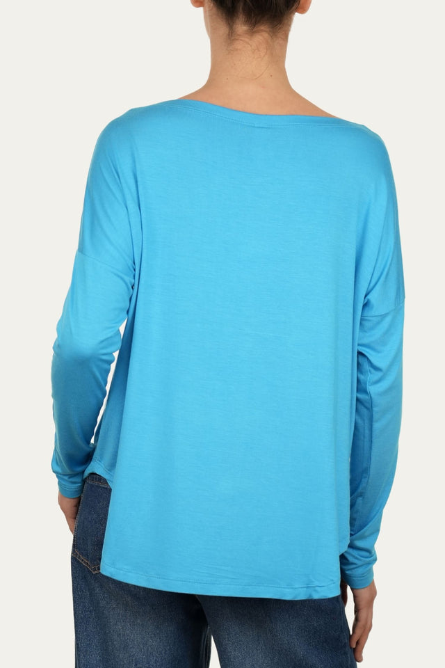 Maglia scollo barca spalla scesa Viscosa - Turchese