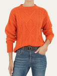 Maglione TRECCE e ROMBI misto cashmere - Arancio