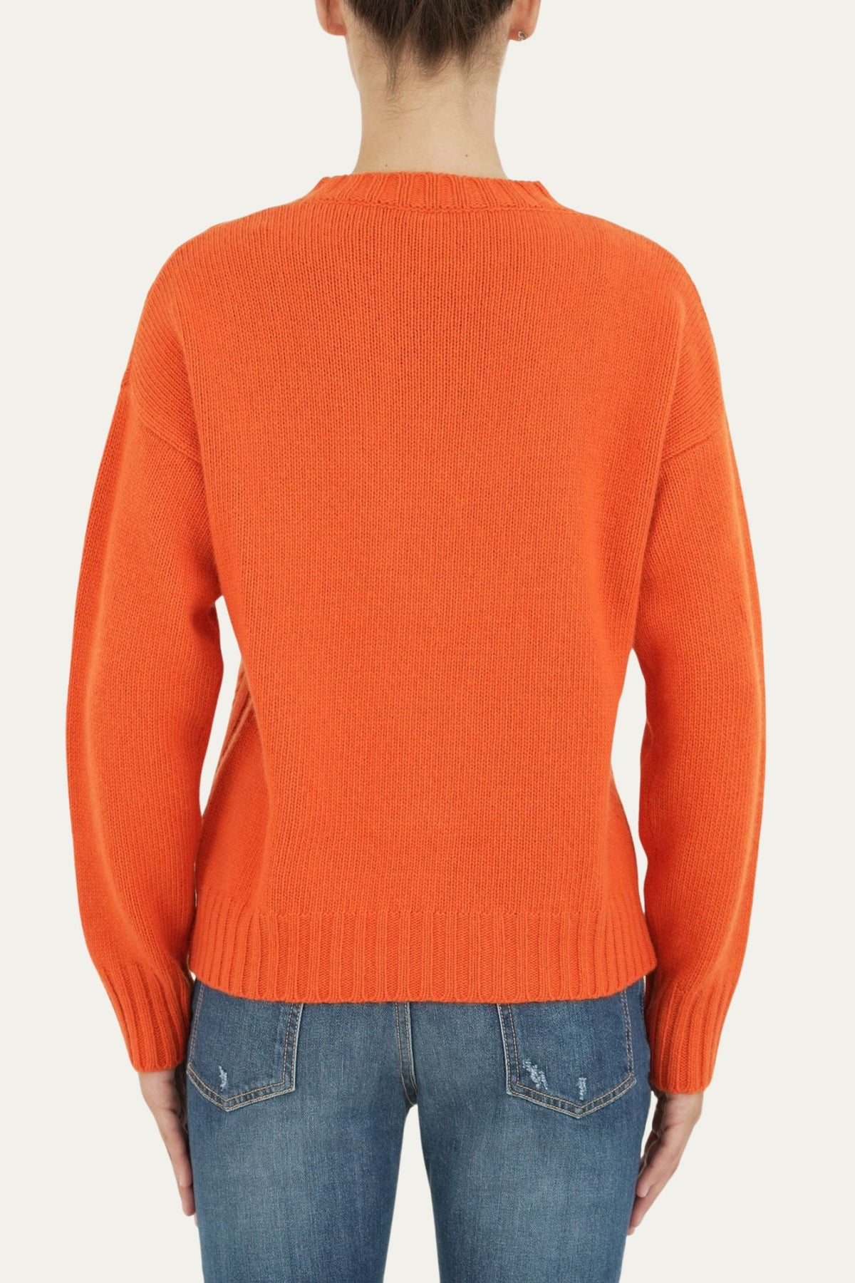 Maglione TRECCE e ROMBI misto cashmere - Arancio
