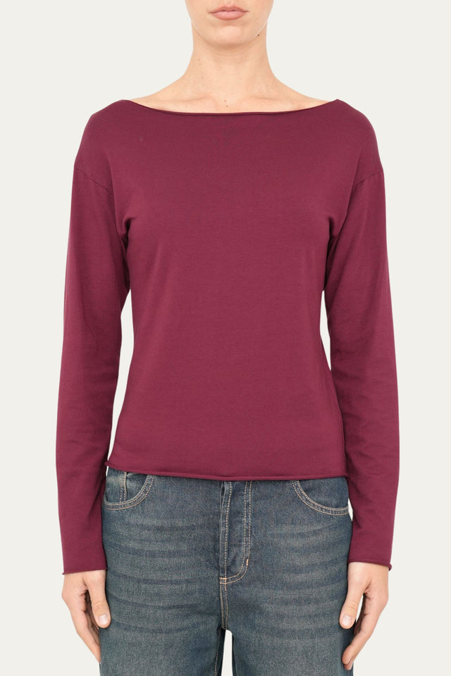 Maglia scatola taglio vivo cotone - Vino