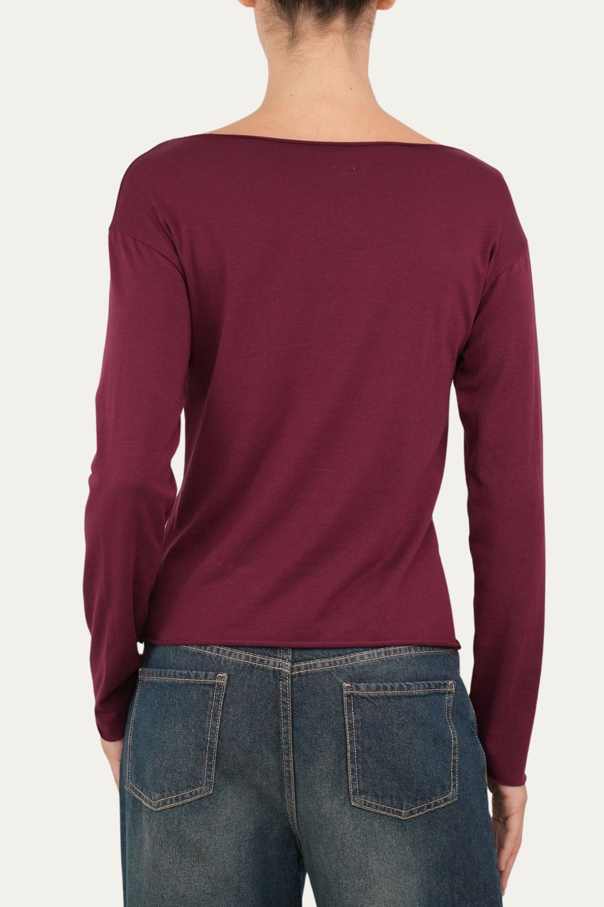 Maglia scatola taglio vivo cotone - Vino