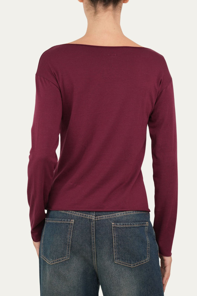 Maglia scatola taglio vivo cotone - Vino