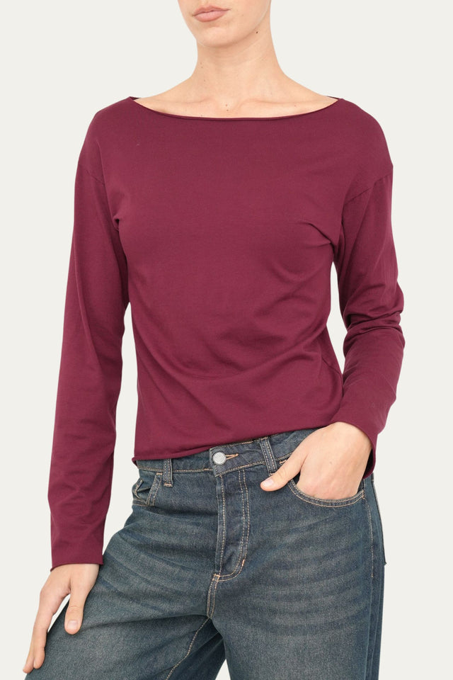 Maglia scatola taglio vivo cotone - Vino