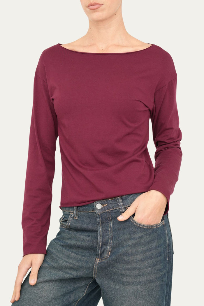 Maglia scatola taglio vivo cotone - Vino