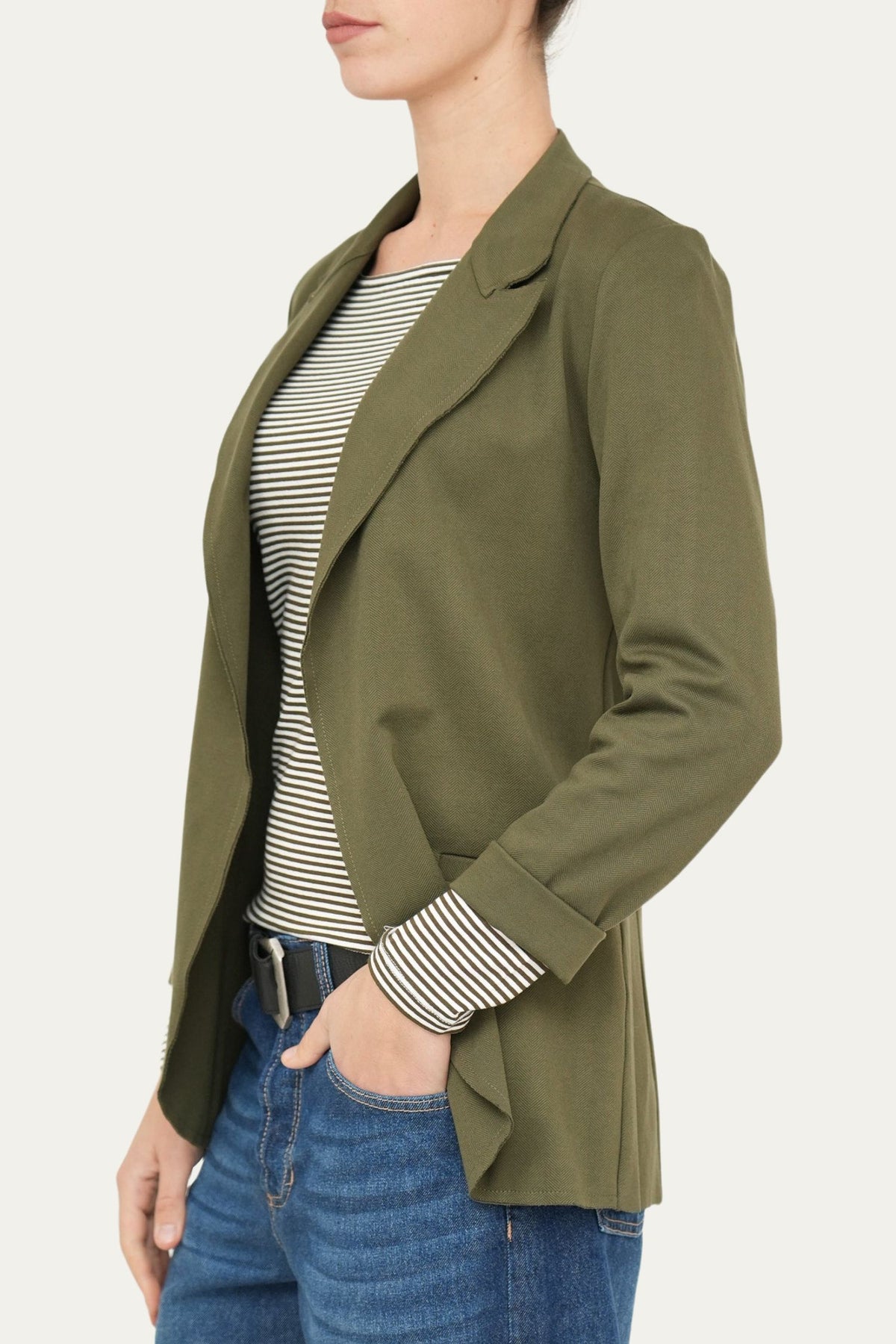 Giacca punto Milano JOLIE spigata - Verde Militare