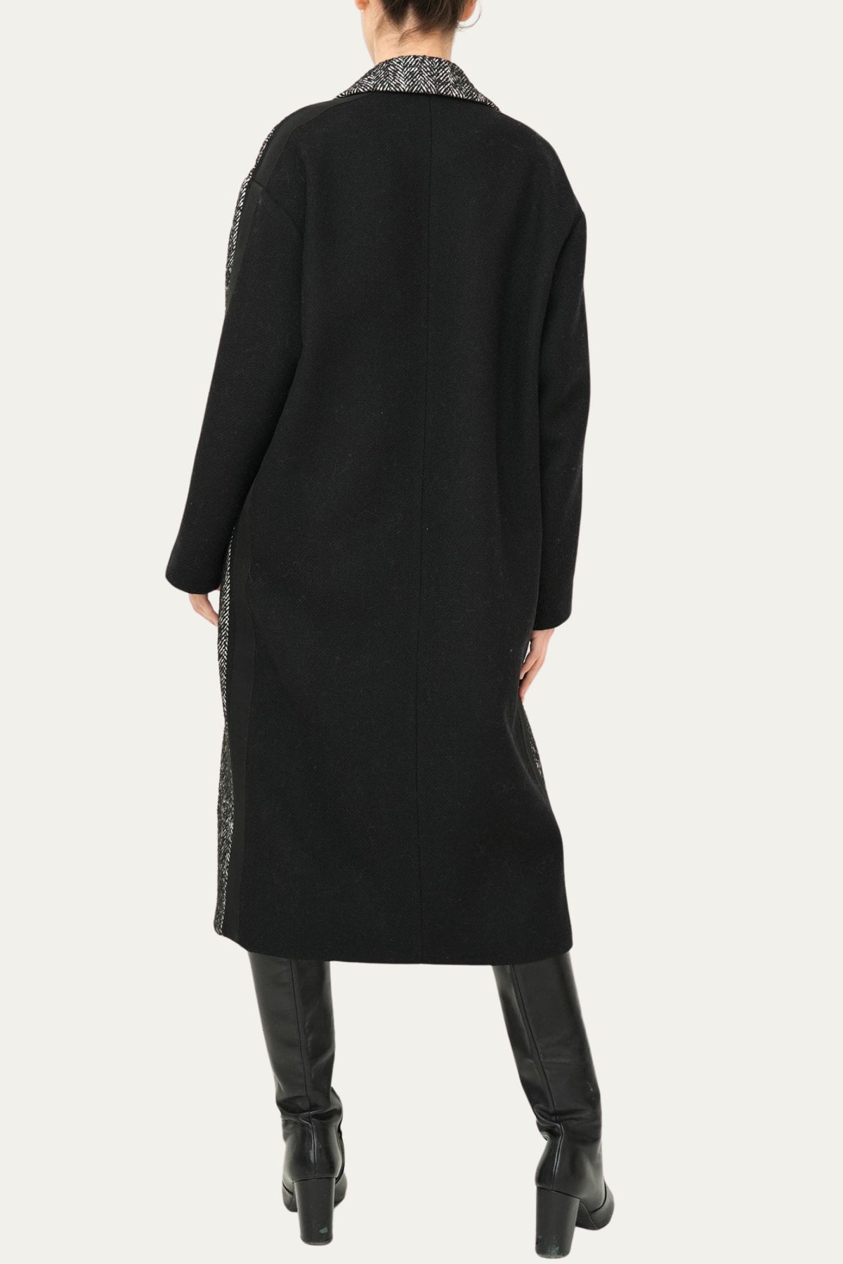 Cappotto over spigato iconic - Bianco/Nero