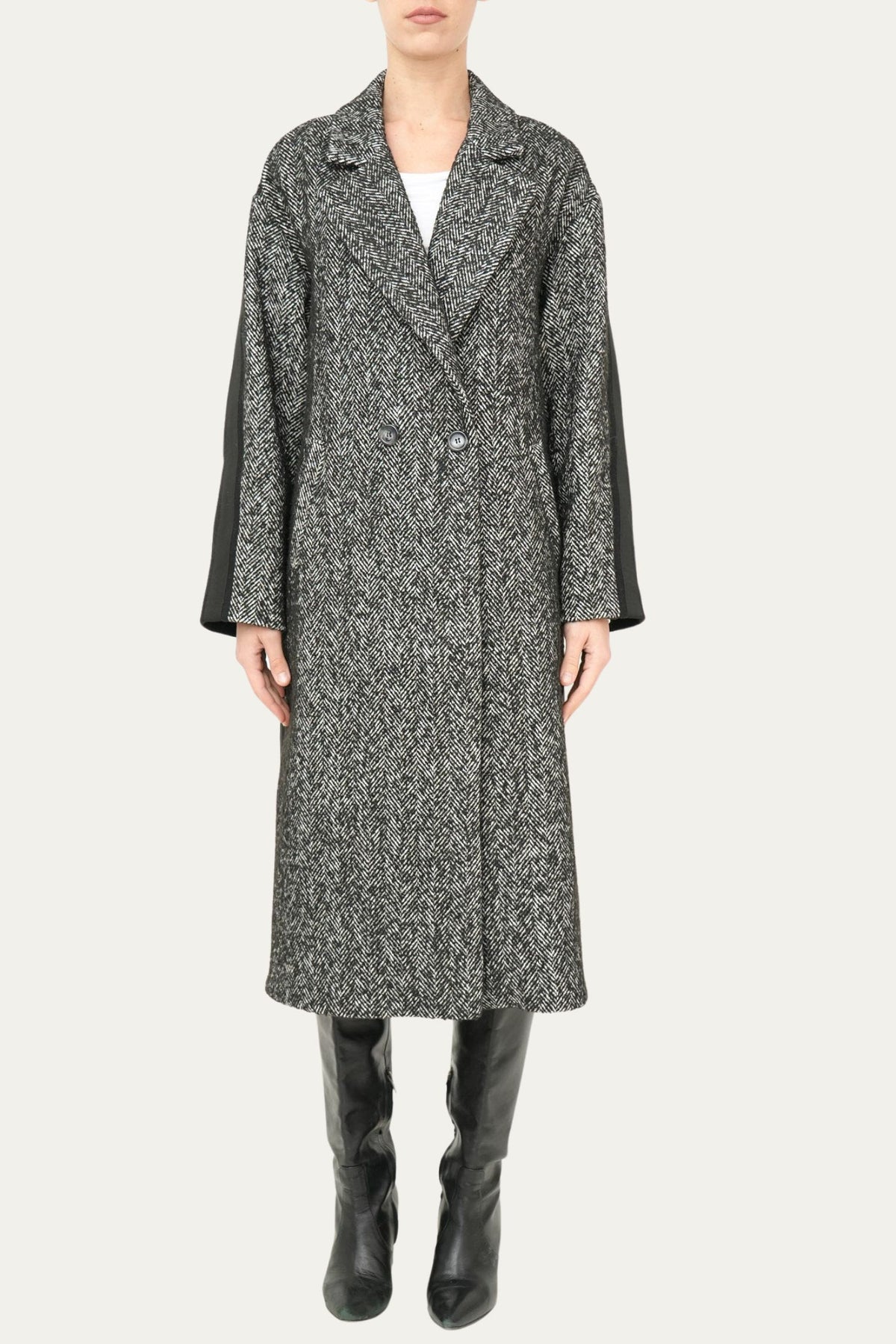 Cappotto over spigato iconic - Bianco/Nero