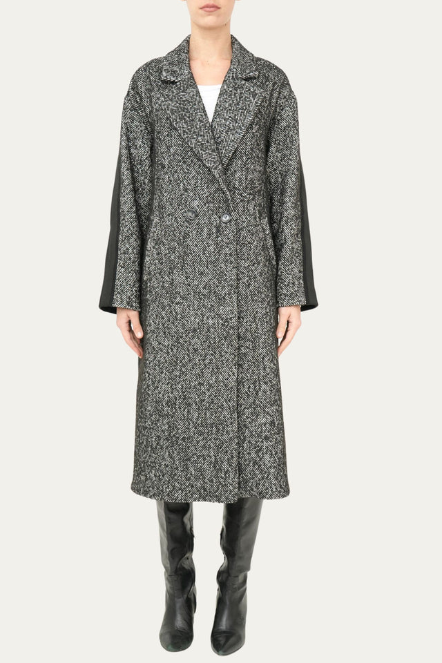 Cappotto over spigato iconic - Bianco/Nero