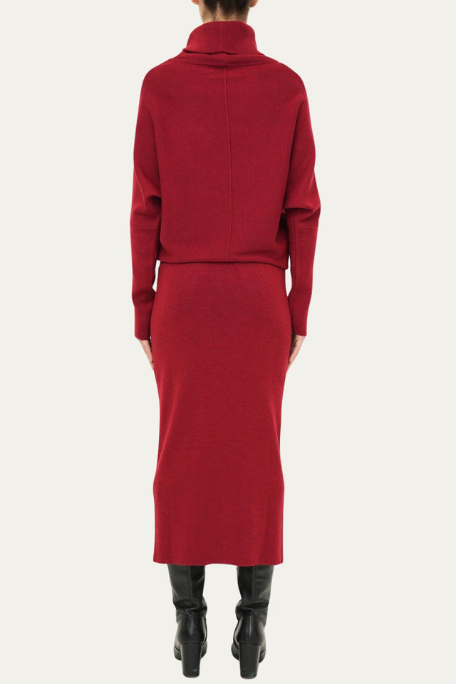 Abito lungo in maglia - Red
