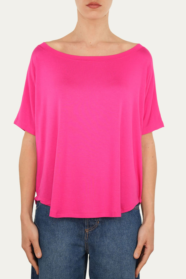 Maglia scollo barca spalla scesa corta Viscosa - Fucsia