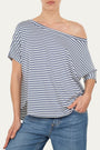 Maglia scollo barca spalla scesa corta righe Florida - Blu