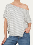 Maglia scollo barca spalla scesa corta righe Florida - Perla