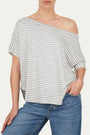 Maglia scollo barca spalla scesa corta righe Florida - Perla