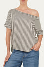 Maglia scollo barca spalla scesa corta righe Florida - Salvia