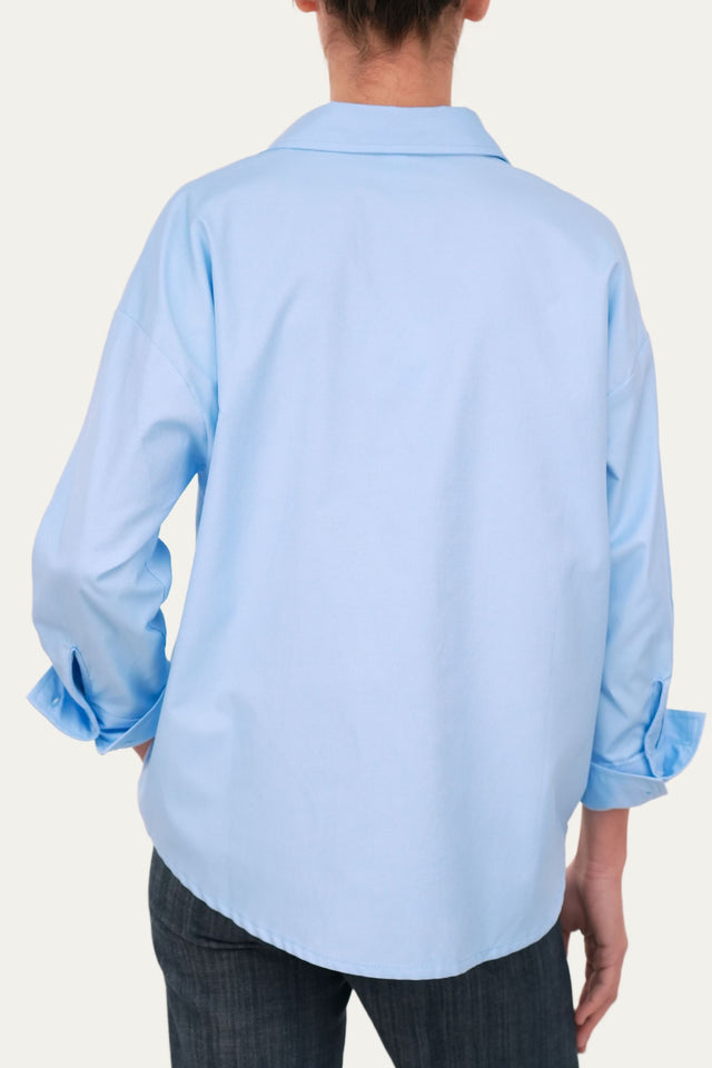 Camicia Oxford oversized - Celeste