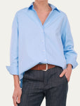 Camicia Oxford oversized - Celeste