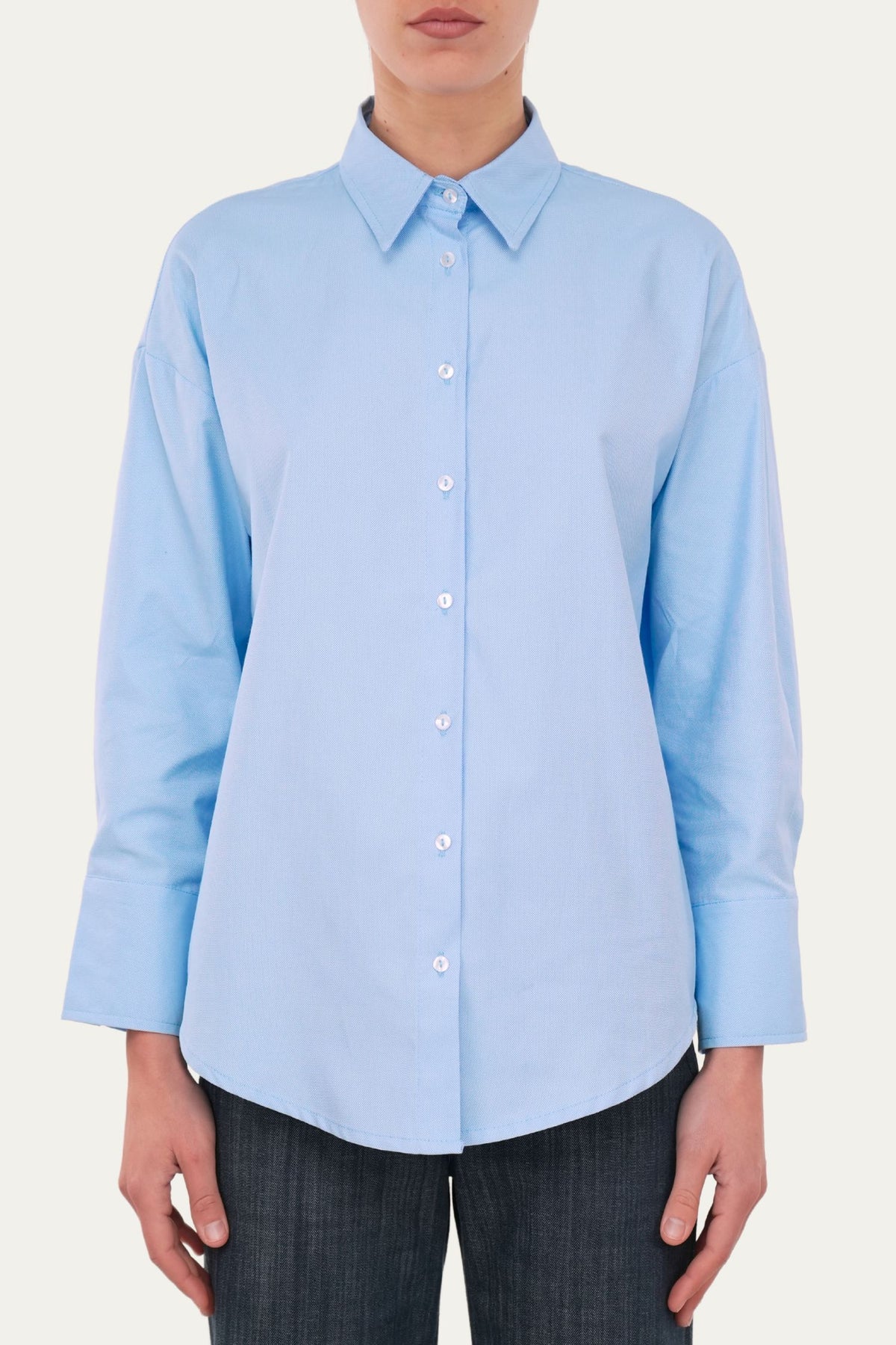 Camicia Oxford oversized - Celeste