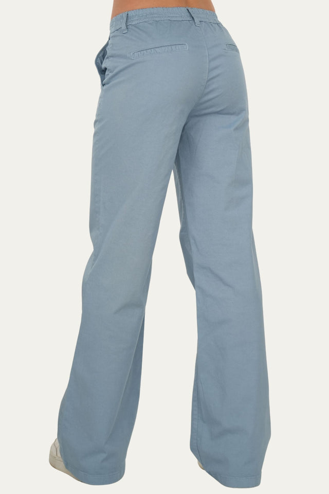 Pantalone palazzo LIA cotone Light - Celeste Fumè