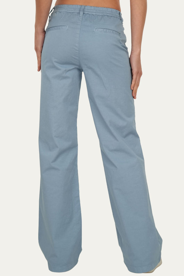 Pantalone palazzo LIA cotone Light - Celeste Fumè