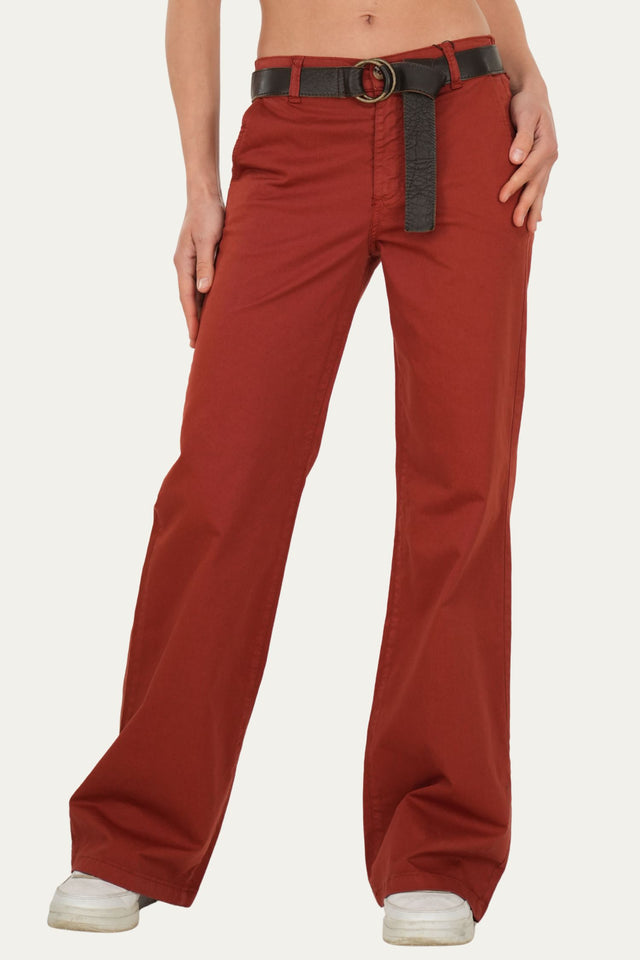 Pantalone palazzo LIA cotone Light - Terra