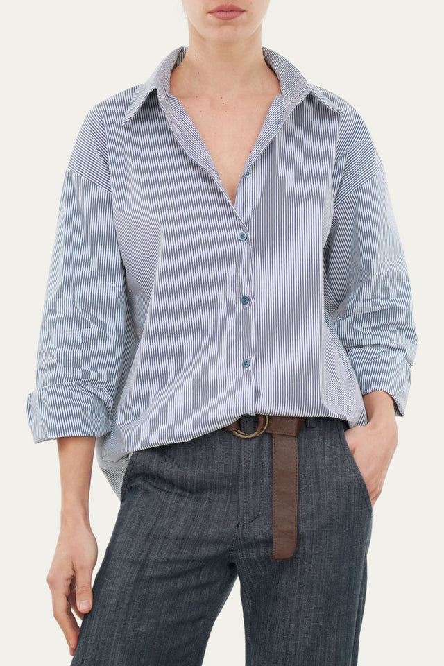 Camicia righe regular fit - Blu