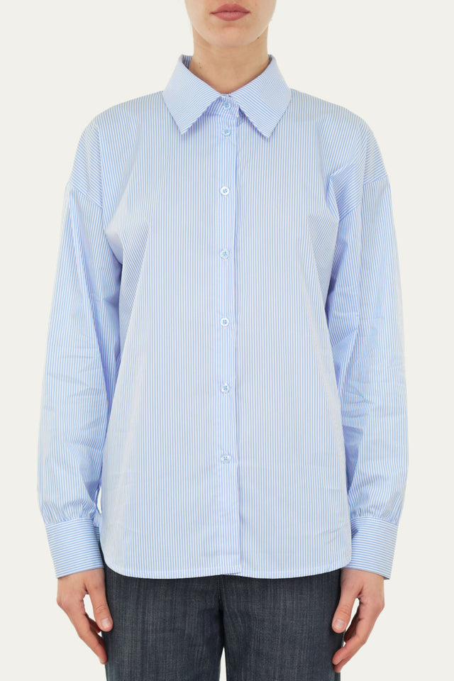 Camicia righe regular fit - Celeste