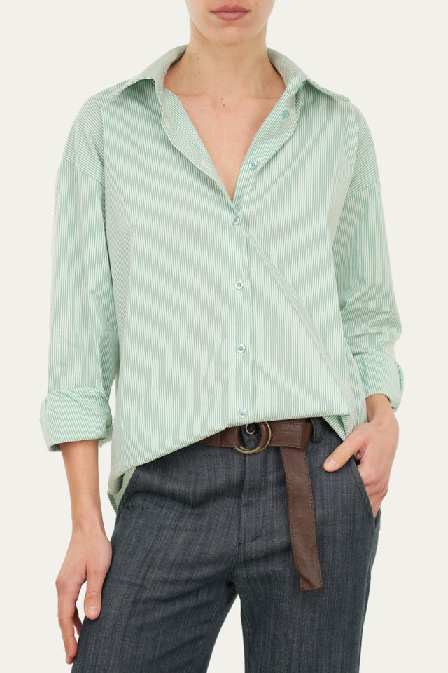 Camicia righe regular fit - Menta