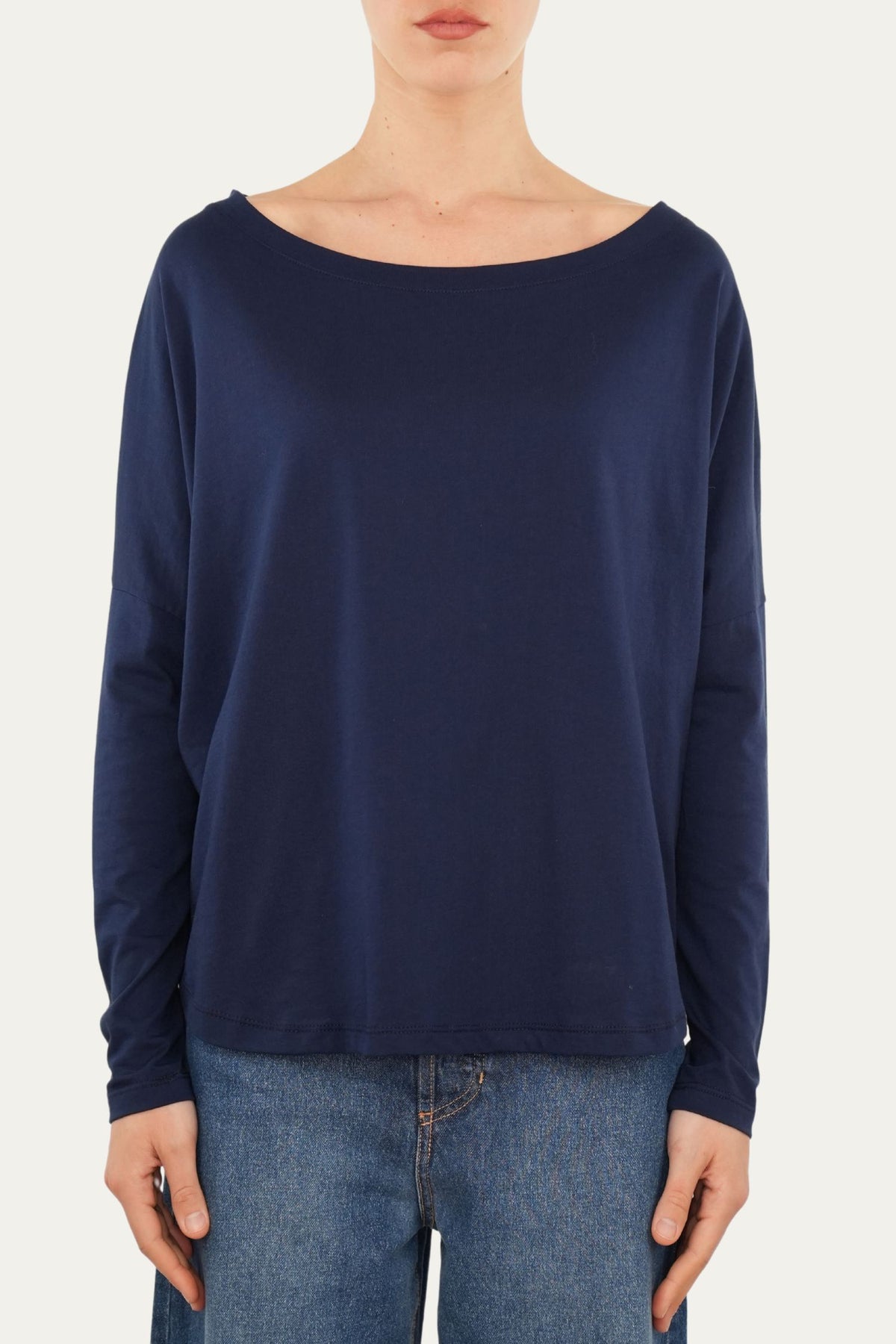 Maglia scollo a barca Cotone - Blu