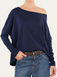 Maglia scollo a barca Cotone - Blu