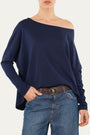 Maglia scollo a barca Cotone - Blu