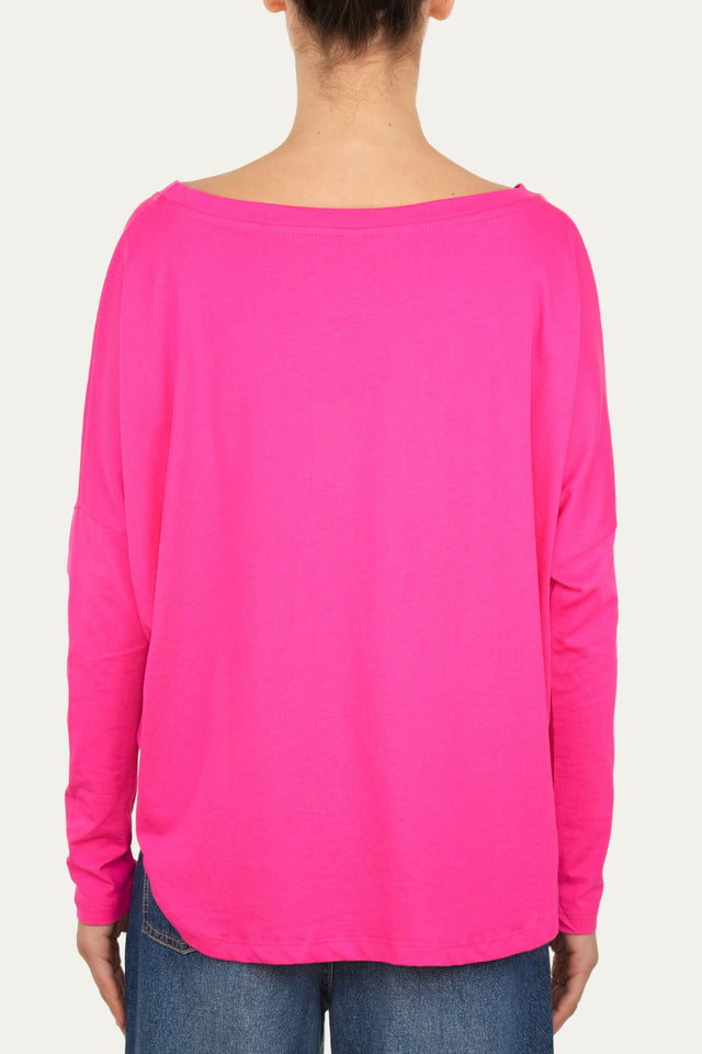 Maglia scollo a barca Cotone - Fuxia