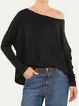 Maglia scollo a barca Cotone - Nero