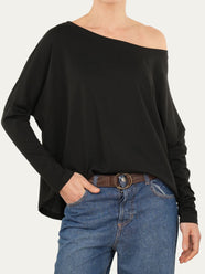 Maglia scollo a barca Cotone - Nero