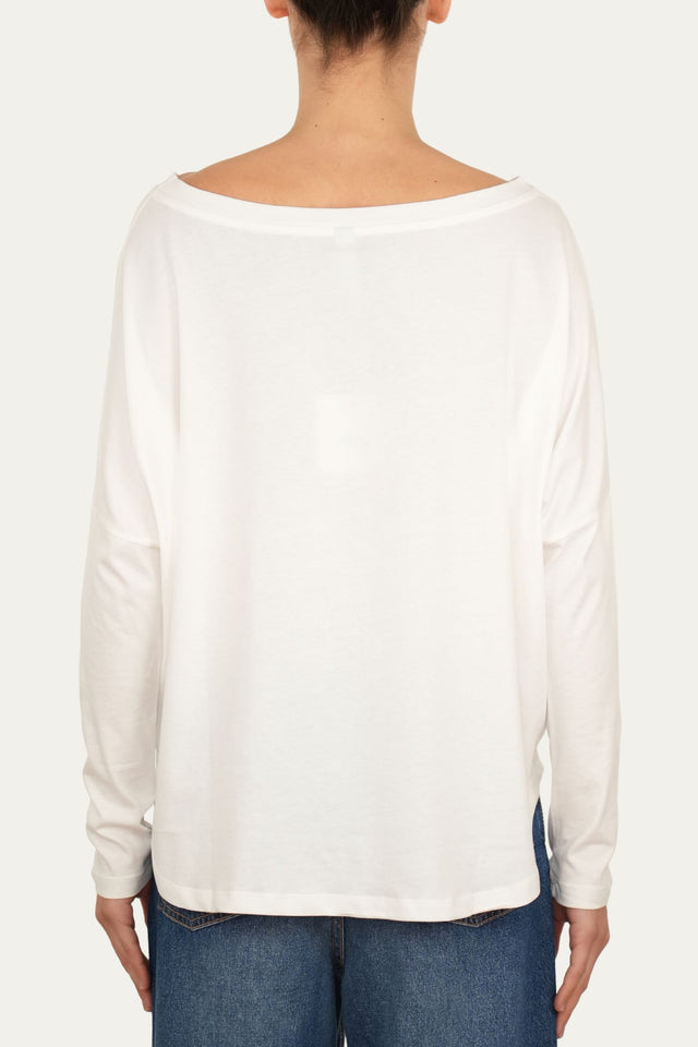 Maglia scollo a barca Cotone - Panna