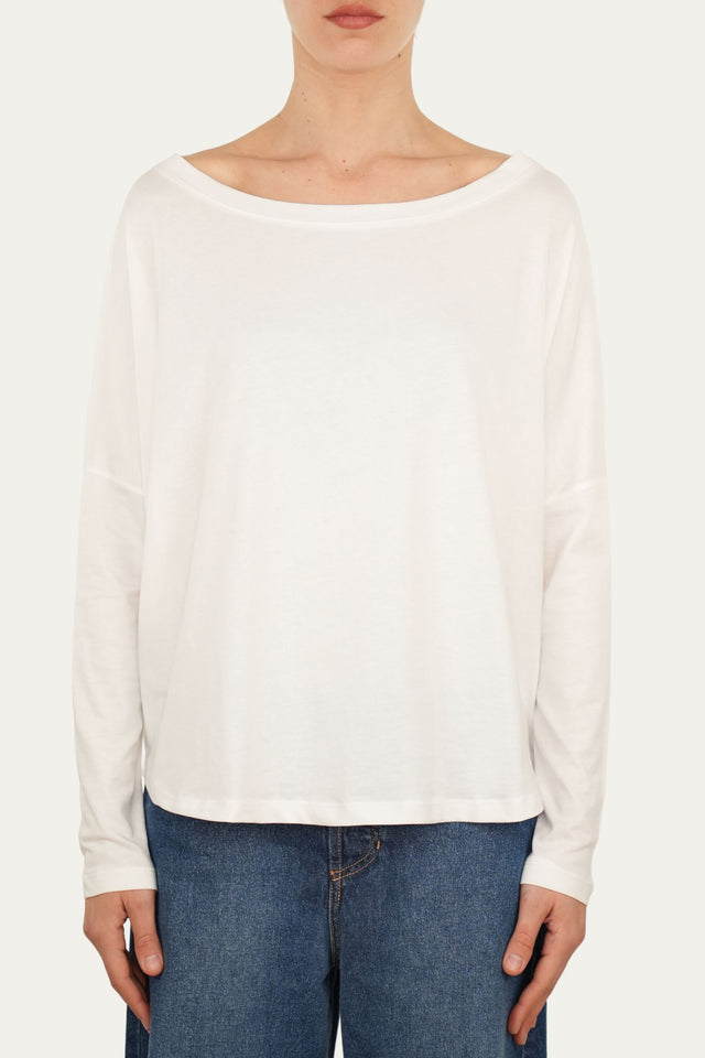 Maglia scollo a barca Cotone - Panna