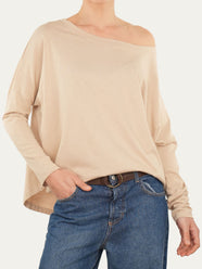 Maglia scollo a barca Cotone - Beige