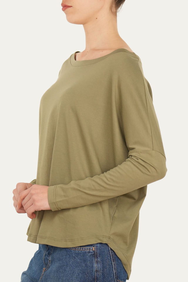 Maglia scollo a barca Cotone - Salvia