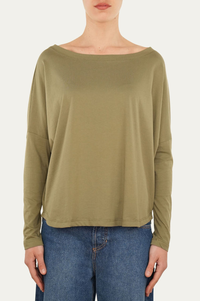 Maglia scollo a barca Cotone - Salvia