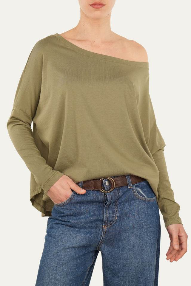 Maglia scollo a barca Cotone - Salvia