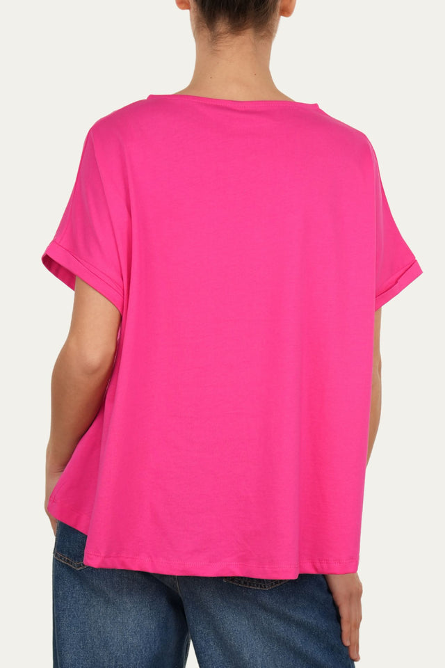 T+shirt a barchetta cotone - Fuxia