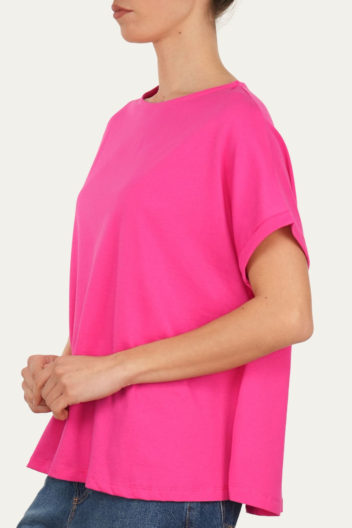 T-shirt a barchetta cotone - Fuxia