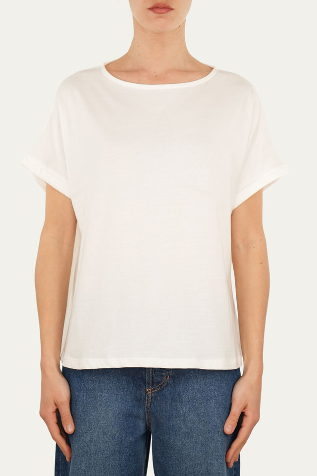 T+shirt a barchetta cotone - Panna