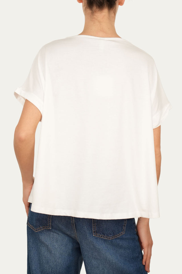 T+shirt a barchetta cotone - Panna
