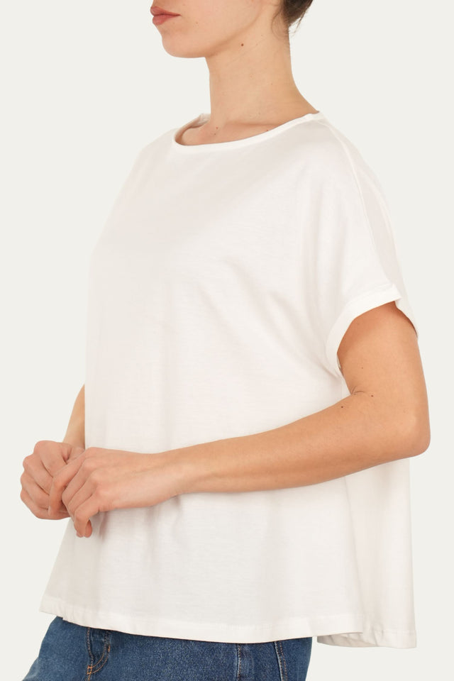 T+shirt a barchetta cotone - Panna