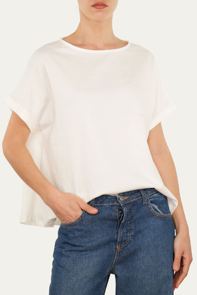 T+shirt a barchetta cotone - Panna