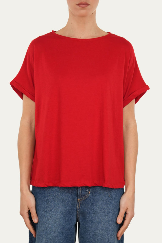 T+shirt a barchetta cotone - Rosso