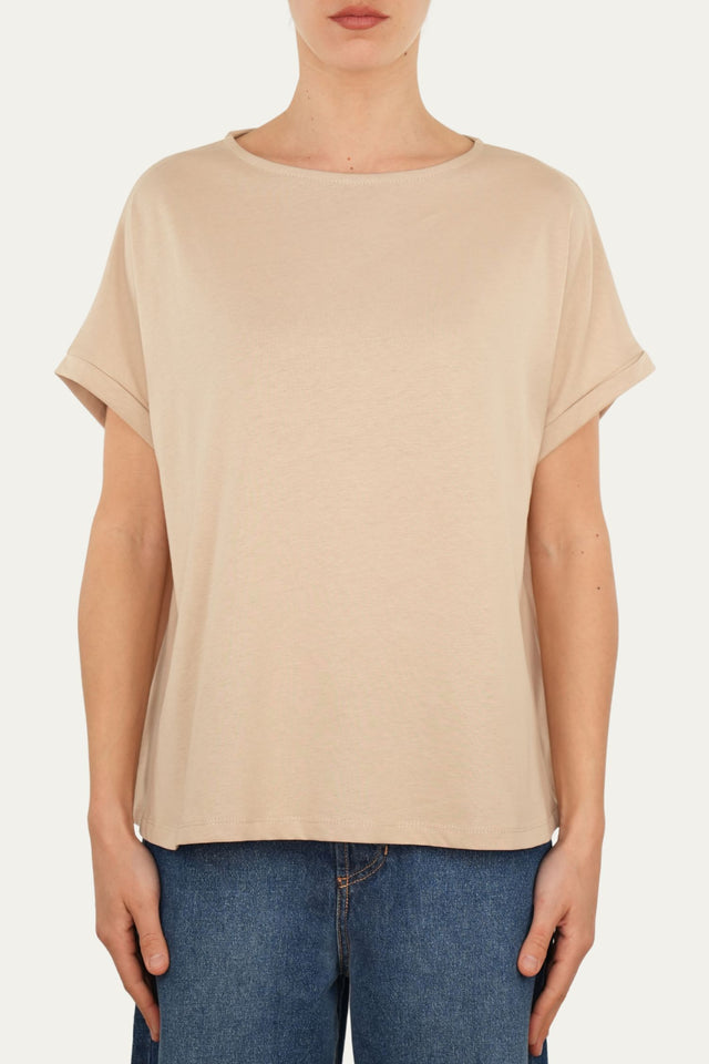 T+shirt a barchetta cotone - Sabbia