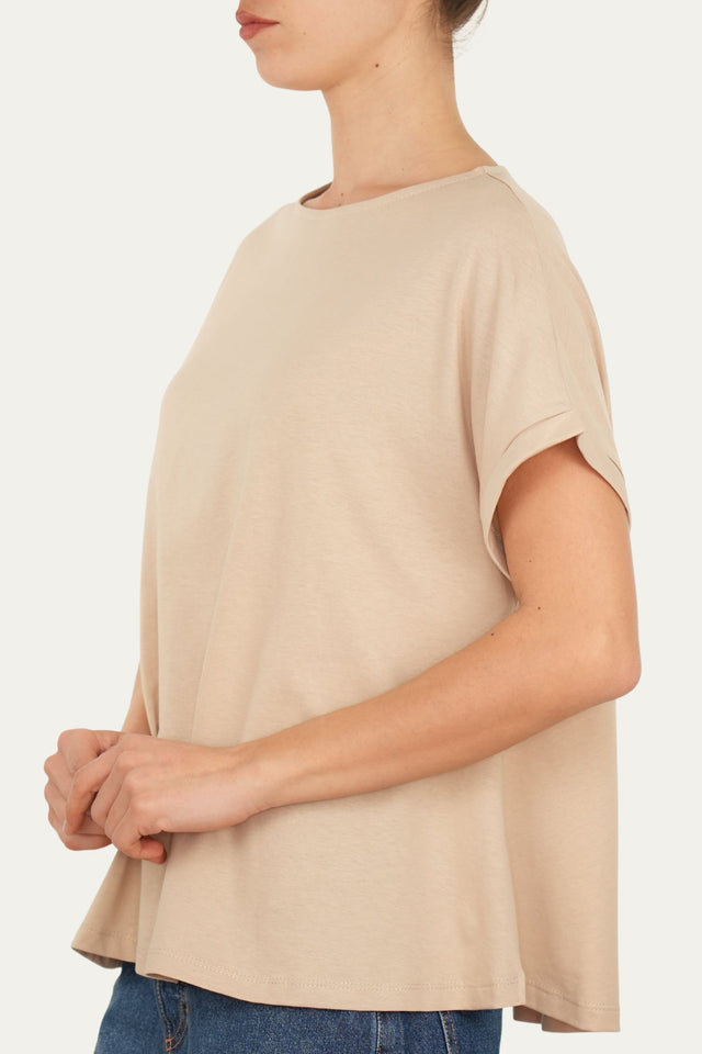 T+shirt a barchetta cotone - Sabbia