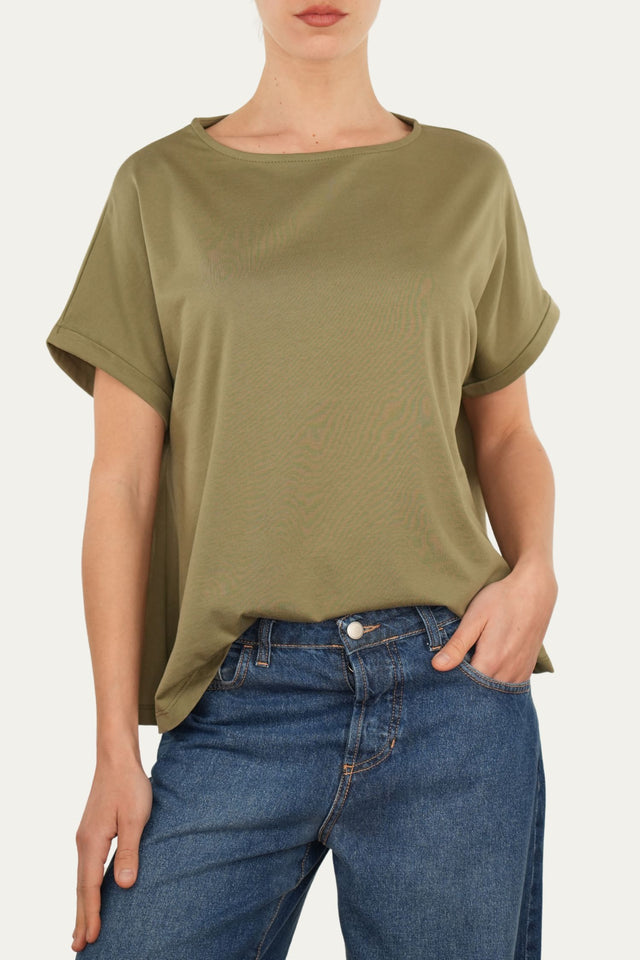 T+shirt a barchetta cotone - Salvia